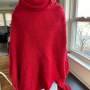 BCBGmaxArzia red turtleneck poncho size s/m